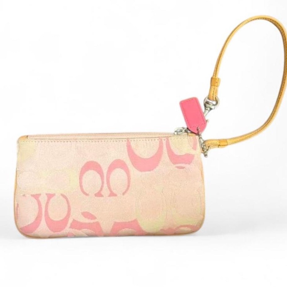 Coach Peach and Tan Wristlet - Picture 2 of 4